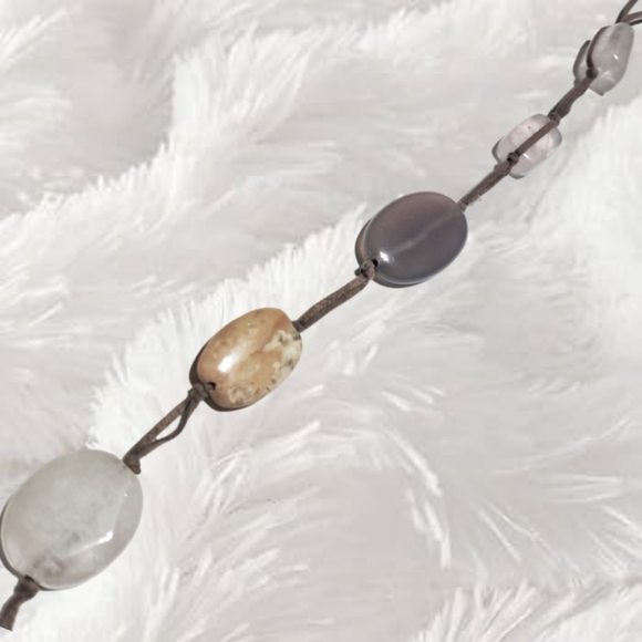 Natural Stones with Leather Cord Necklace - Picture 2 of 3
